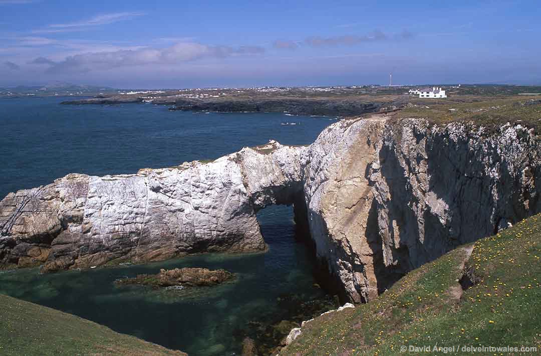 Image of white sea arch on Holy Island, North Wales